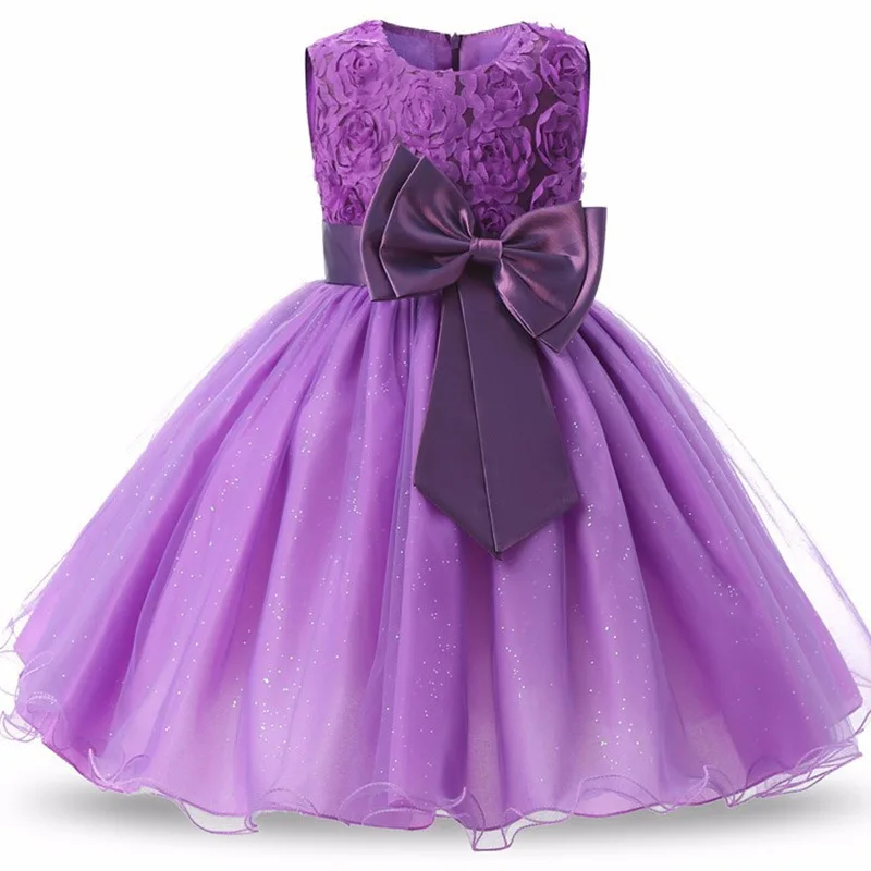 2019 г. Vestido платье принцессы с бантом и цветочным узором для маленьких девочек