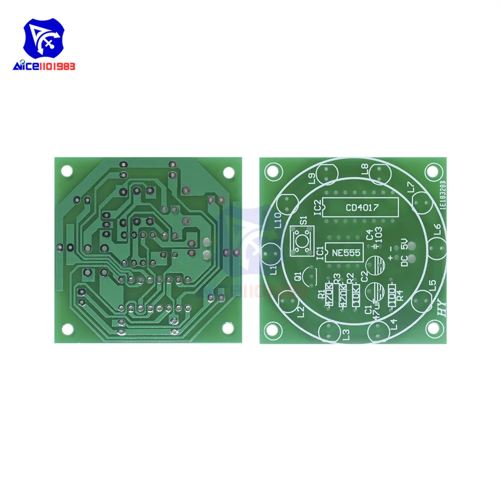 Diymore круглый Лаки поворотные люкс электронный компонент Fortune CD4017 NE555 светодиодный
