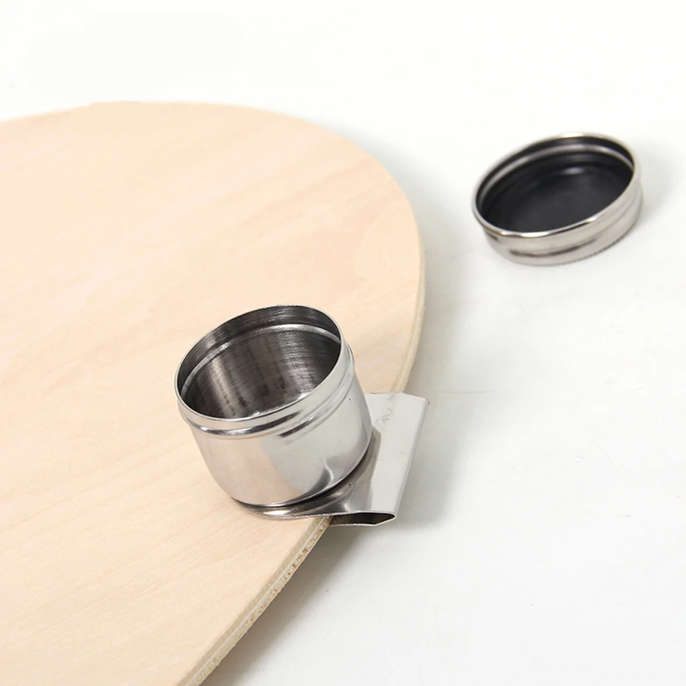 1Piece Stainless Steel Oil Palette Single Double Hole Dipper Painting Pot Art Supplies | Канцтовары для офиса и дома