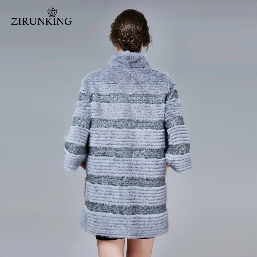 ZIRUNKING шубы из натурального меха норки женская модная Подлинная Осенняя теплая