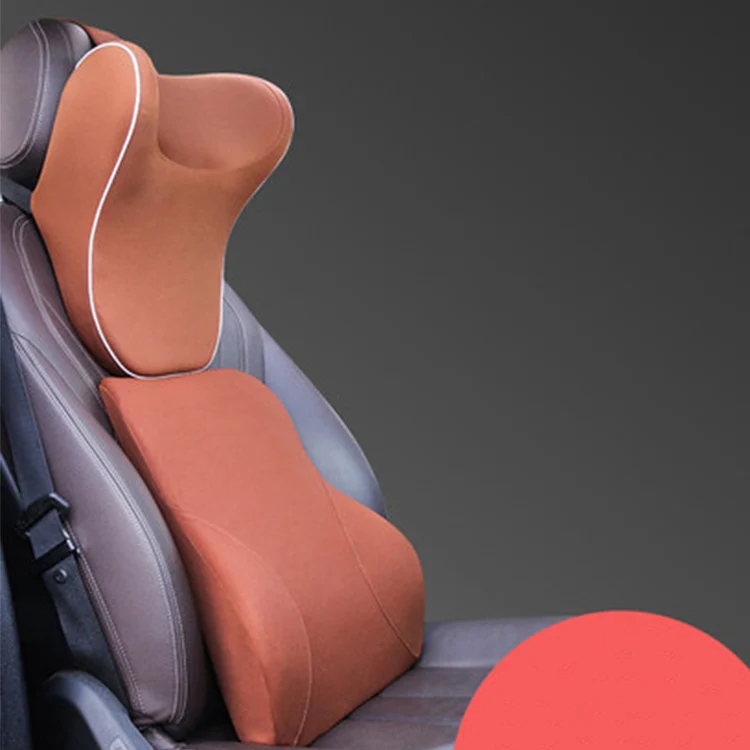 Brown pillow 1 комплект Автомобильная подушка из пены с эффектом памяти подголовник для сиденья шеи Подушка поясничная поддержка путешествия шейный пояс задняя подушка для автомобиля Стайлинг Черный Красный - Цвет: Brown pillow