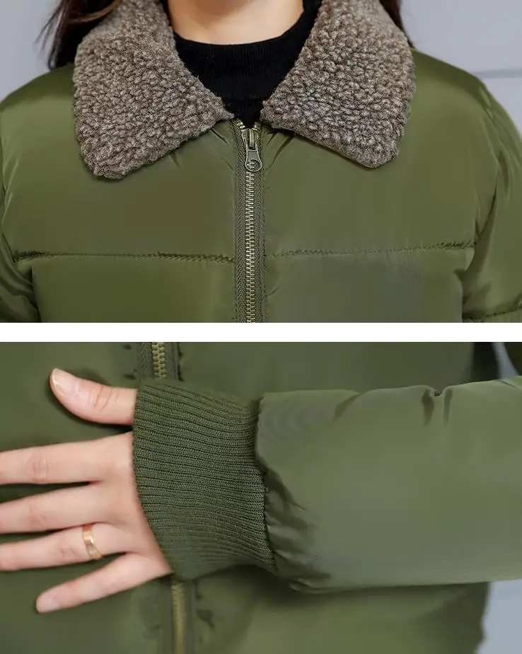 

Winter Autumn Casual Women Lady Fleece Patchwork Yellow Black Padded Parka Coat , Fall Female Woman Thick Warm Army Green Coats