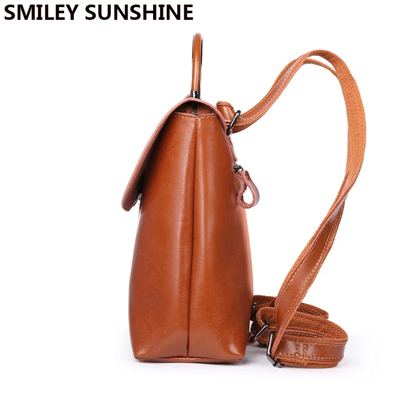 SMILEY SUNSHINE женские рюкзаки из натуральной кожи многофункциональные школьные сумки на плечо для девочек-подростков черная женская сумка