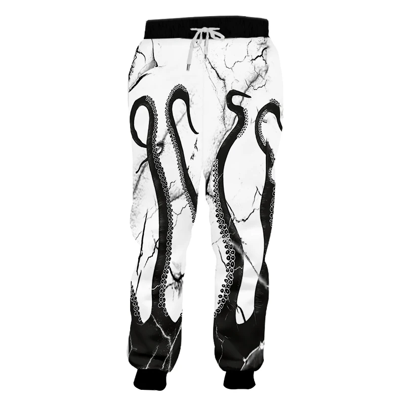 Брюки OGKB на весну и осень мужские повседневные штаны шнурке с 3D принтом осьминог