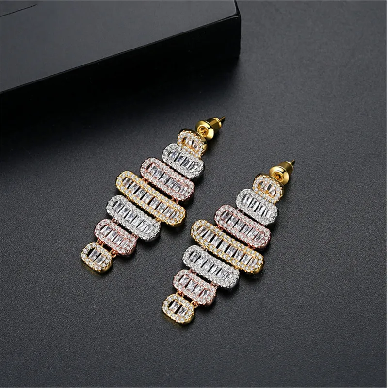 

Women's stud earrings top quality super shinning white rose gold AAA crystals party classic fashion earrings for ladies
