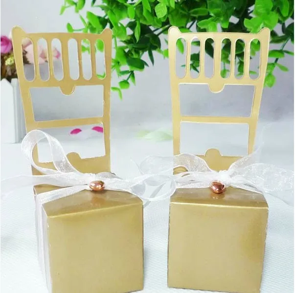 Полые золотого цвета и Серебряное кресло Подарочная коробка конфет свадебные