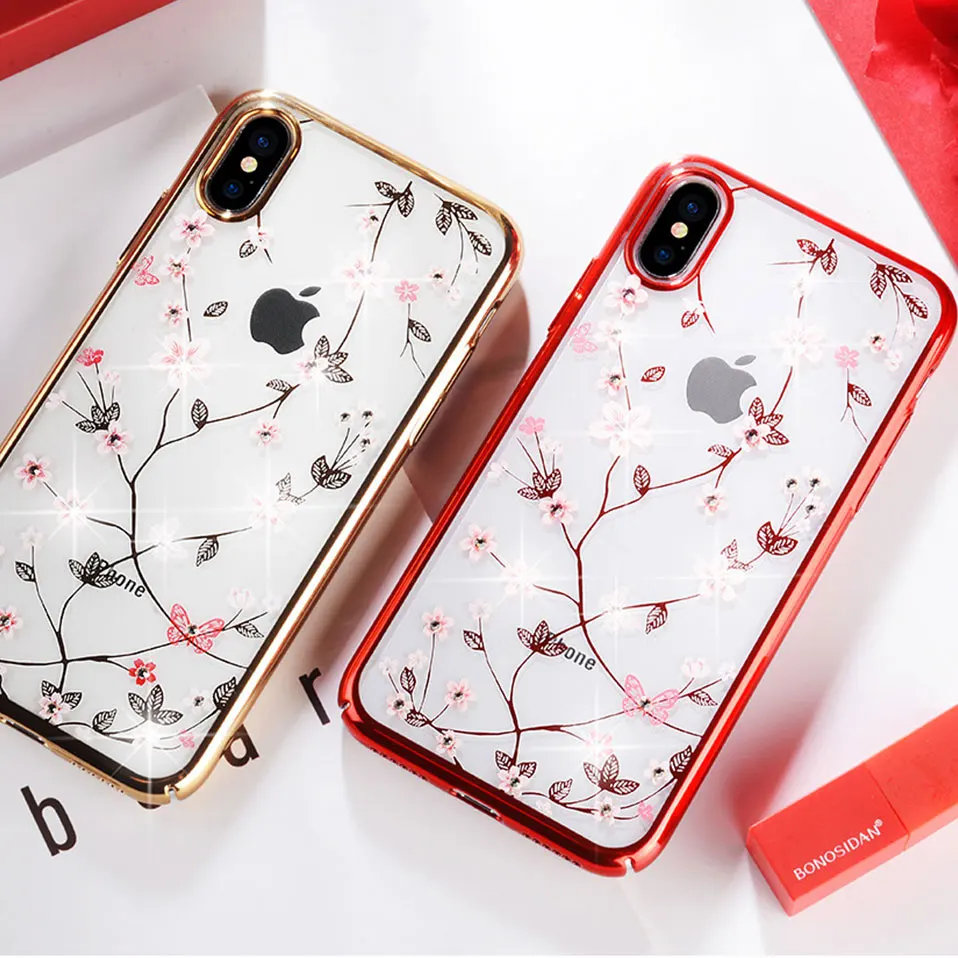 Phone Case For iPhone X 7 8 6 Plating and diamond transparent shell Plus Covers Funda 6s Capa |