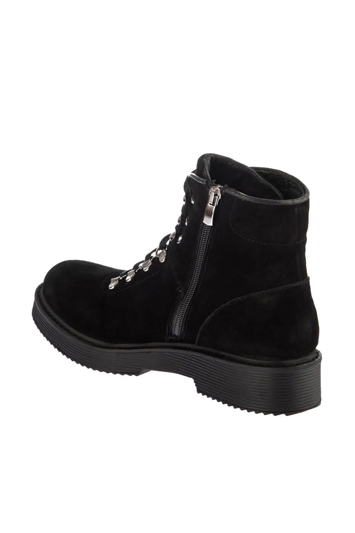 Черные женские ботинки из натуральной кожи и замши с жемчугом 120130010303| |