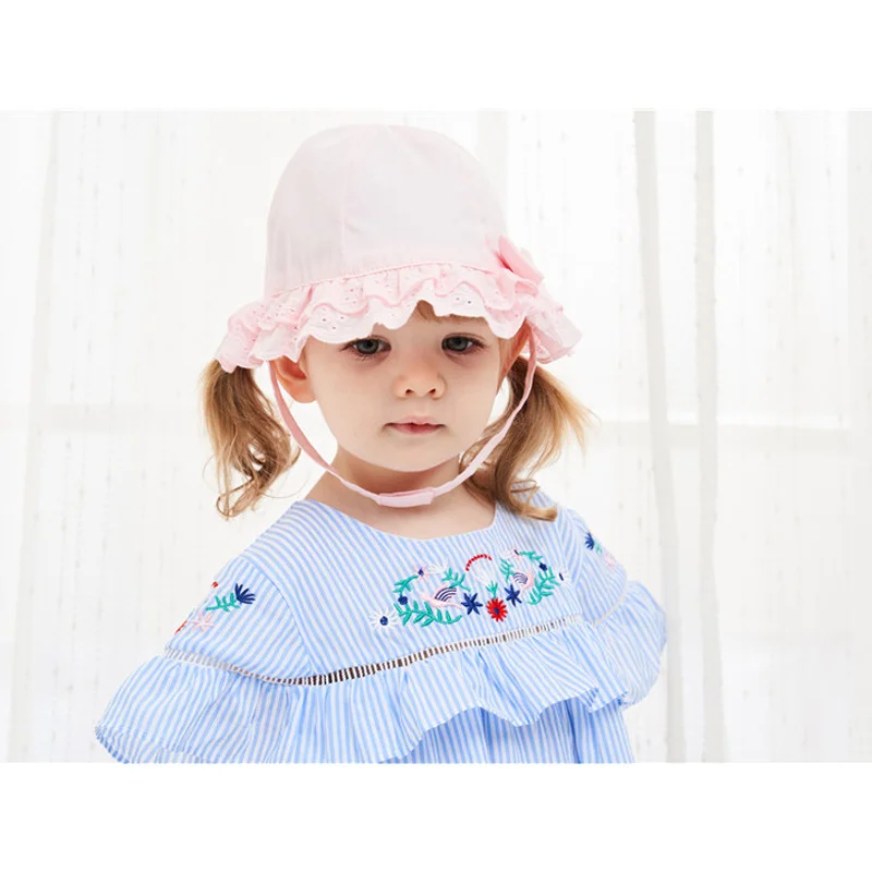 Pink Bucket Hat Baby Girl Summer Sun Cap Cotton Breathable Comfort Fisherman Chin Strap Stay On Basin Bonnet for Park Beach | Детская