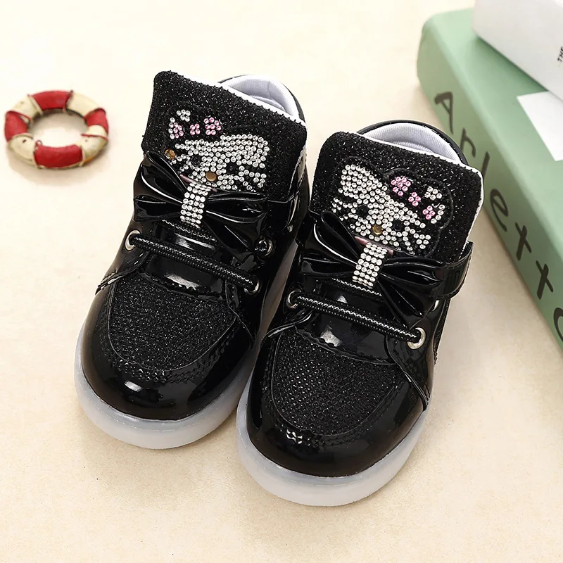 Детей рисунок Hello Kitty светящиеся кроссовки для маленьких мальчиков девочек