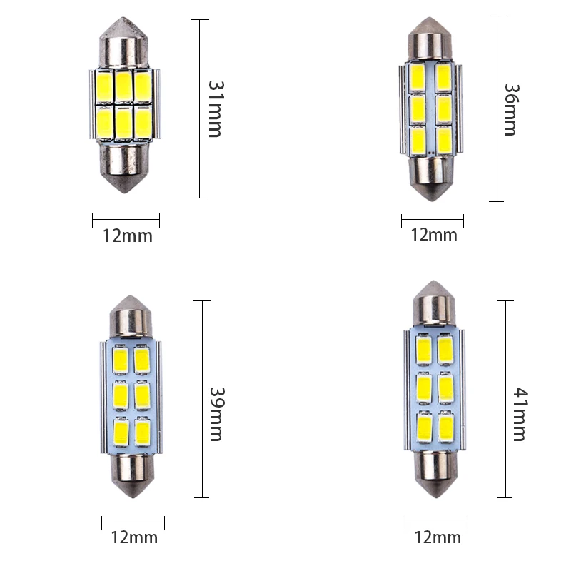 100 шт./лот c5w 31 мм 36 39 42 гирлянда Dome 6SMD 5630 LED CANBUS без ошибок для номерного знака