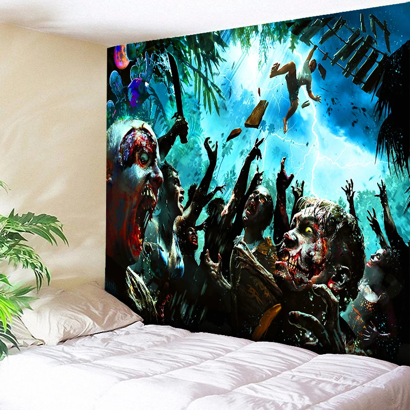 Настенный Гобелен для украшения дома настенный синий ковер забавные