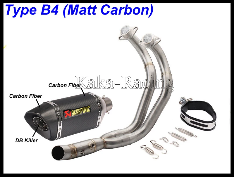 MT07 FZ07 углеволоконные akrapovic выхлопной глушитель мото полная система скольжения для Yamaha mt-07 FZ-07 Tracer- XSR700 - Цвет: Type B4