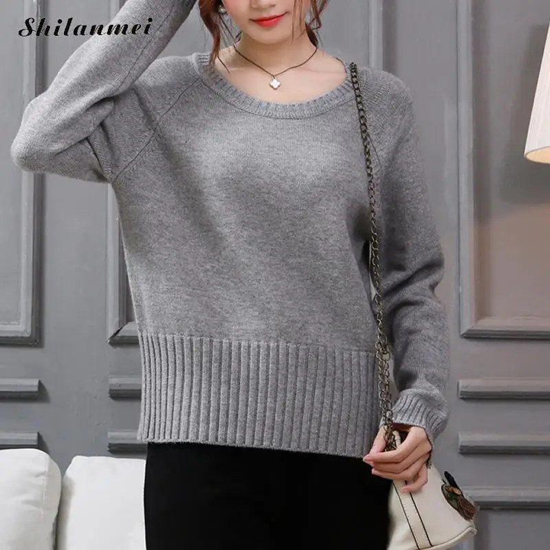 Fashion Korean Sweater Women Winter Pullover Solid Pink Knitted Tops for Autumn Female Loose sueter mujer | Женская одежда