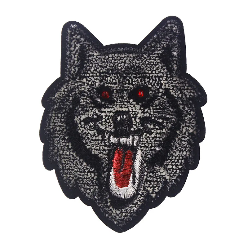 10 шт бисером Волчья Голова бархат Знак Аппликация утюг на Нашивки Кружево Ткань