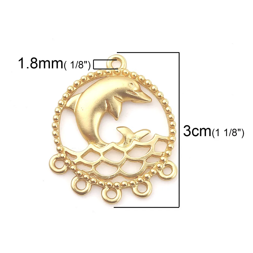 DoreenBeads сплав на основе цинка соединители для люстры Круглый Золотой Цвет Дельфин