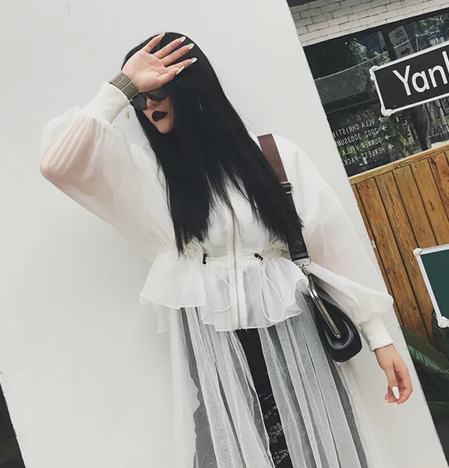 WHITNEY WANG весна осень модная уличная дизайнерская стильная сетчатая куртка-бомбер с ласточкиным хвостом Женская бейсбольная куртка