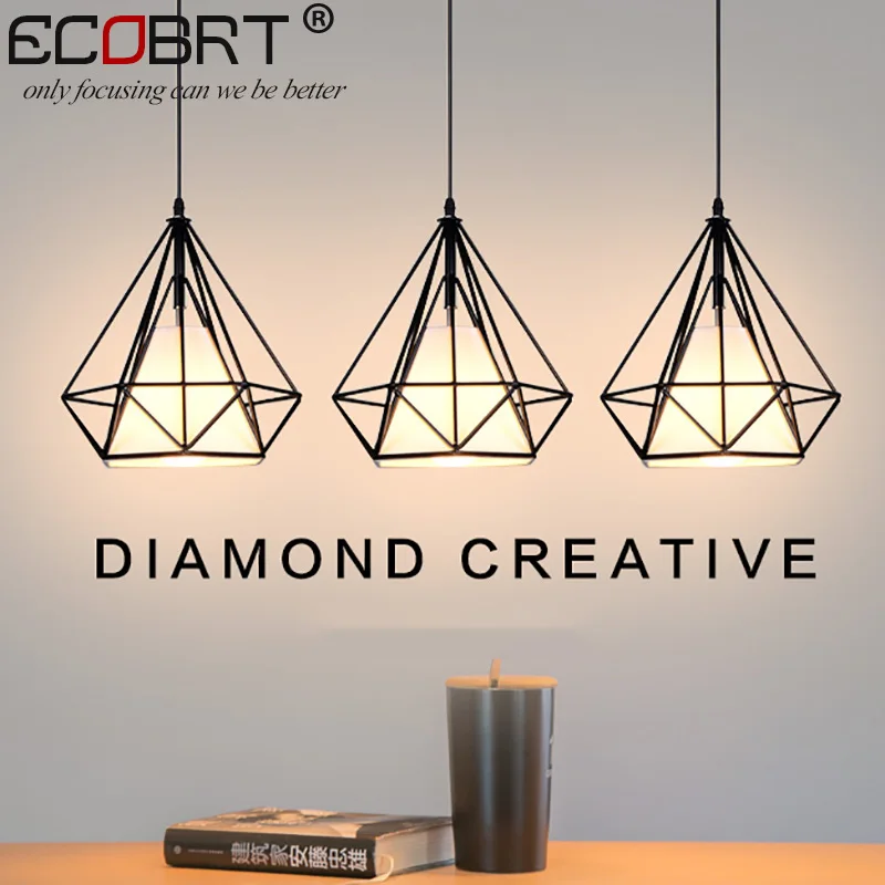 ECOBRT Black Loft Cord Pendant Lamps Lights Brief Style hanging Lighting with E27 socket indoor dinning room light | Освещение