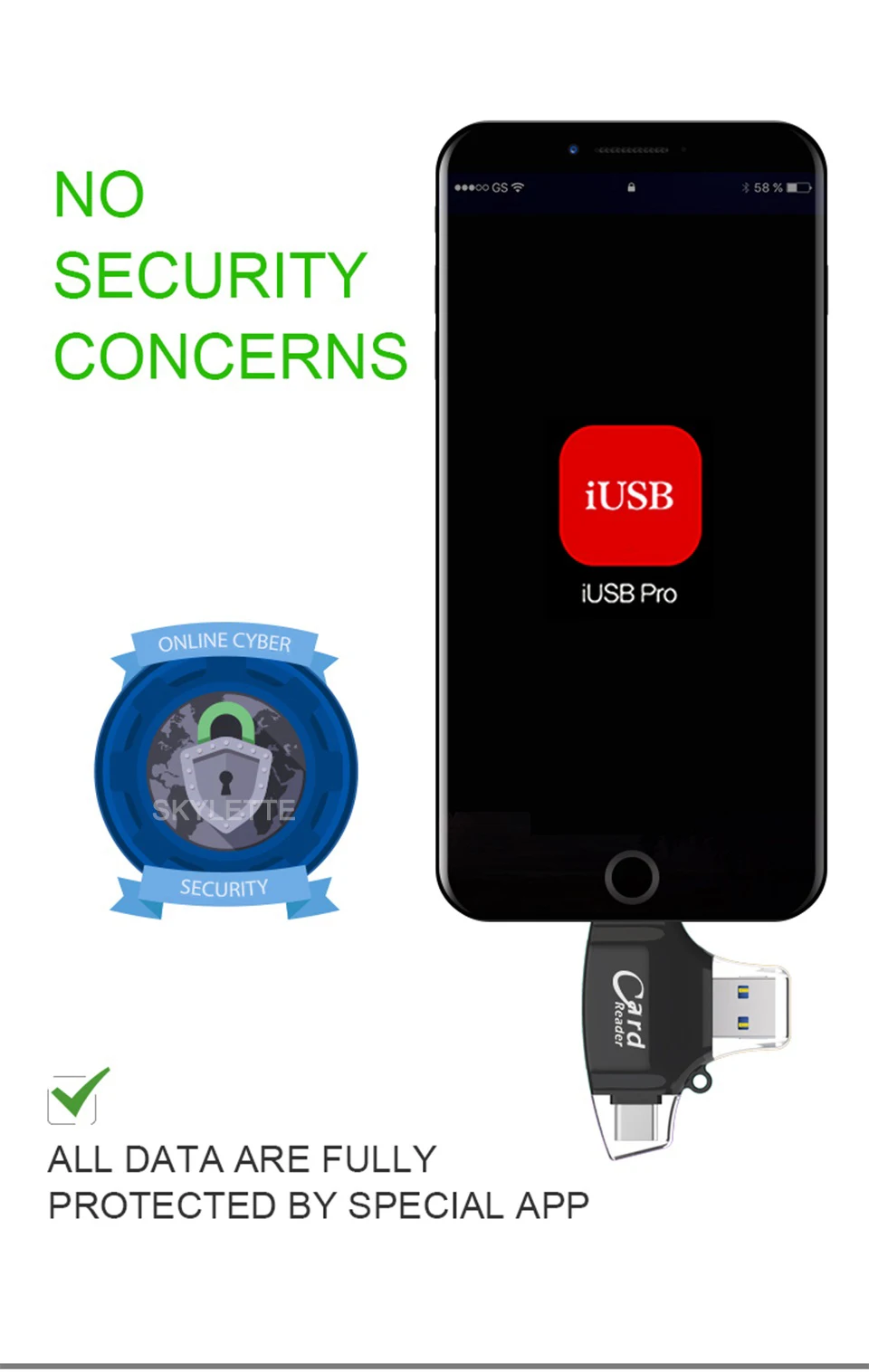 4 в 1 SD TF кард-ридер iOS type-C USB2.0 Android мульти-система совместимый адаптер портативный считыватель карт для iPhone samsung iPad