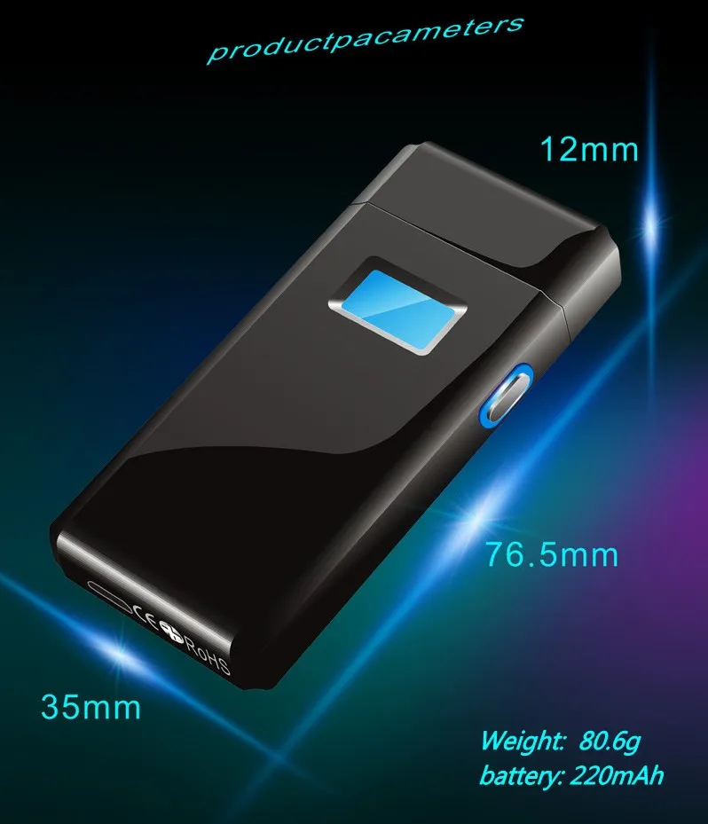 Новейший светодиодный цифровой дисплей USB Зажигалка для сигарет металлическая