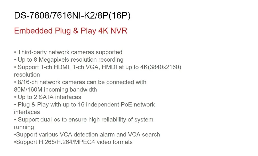 Hikvion 16CH 8MP 4K POE NVR комплект камер видеонаблюдения 8MP наружная ip-камера безопасности P2P система видеонаблюдения Комплект HDD опция