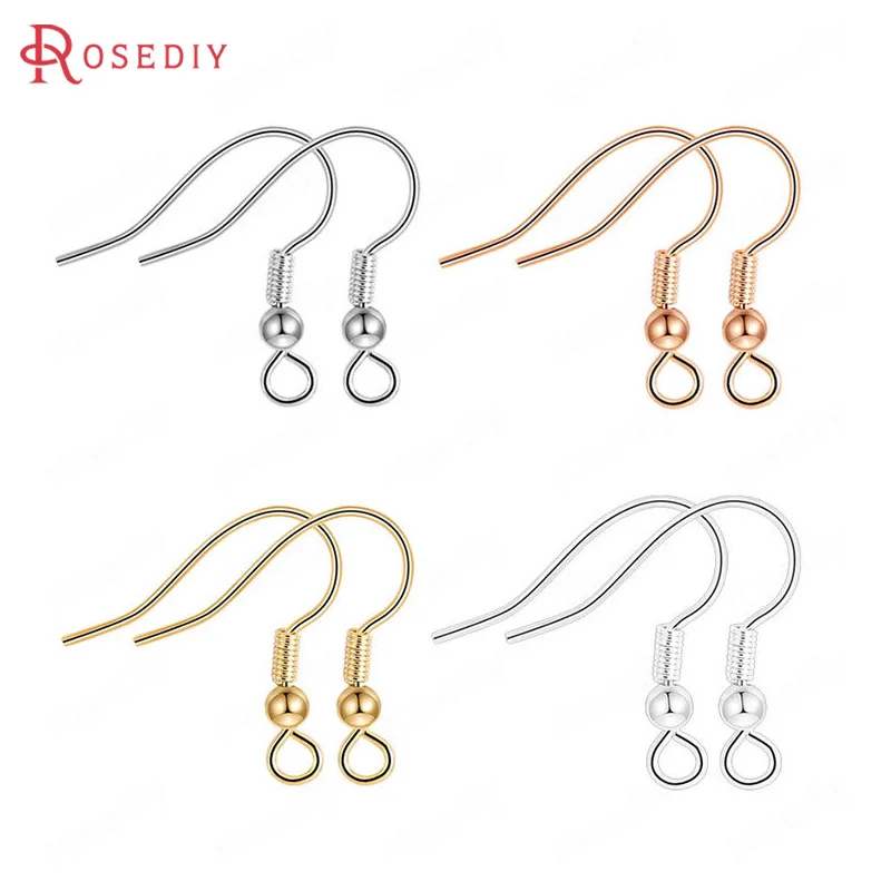 Латунные серьги Крючки с бусинами и пружиной 12 шт. 15 х18 мм|earring hooks|gold plated earring hooksbrass