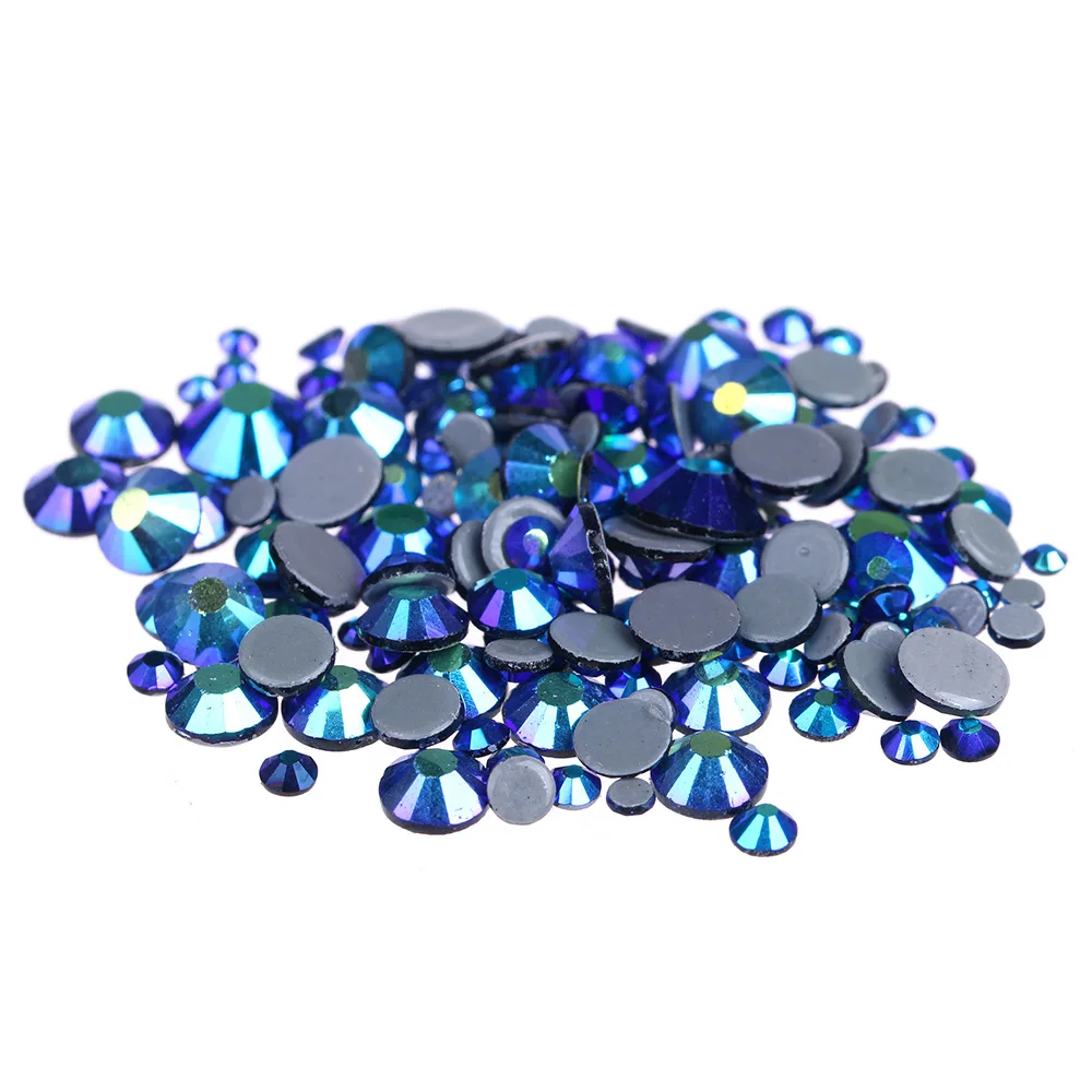

AAAA Quality Emerald AB Crystals Glass Hot Fix Rhinestones For Clothing Decoration Garment Flat Back Iron On Rhinestone