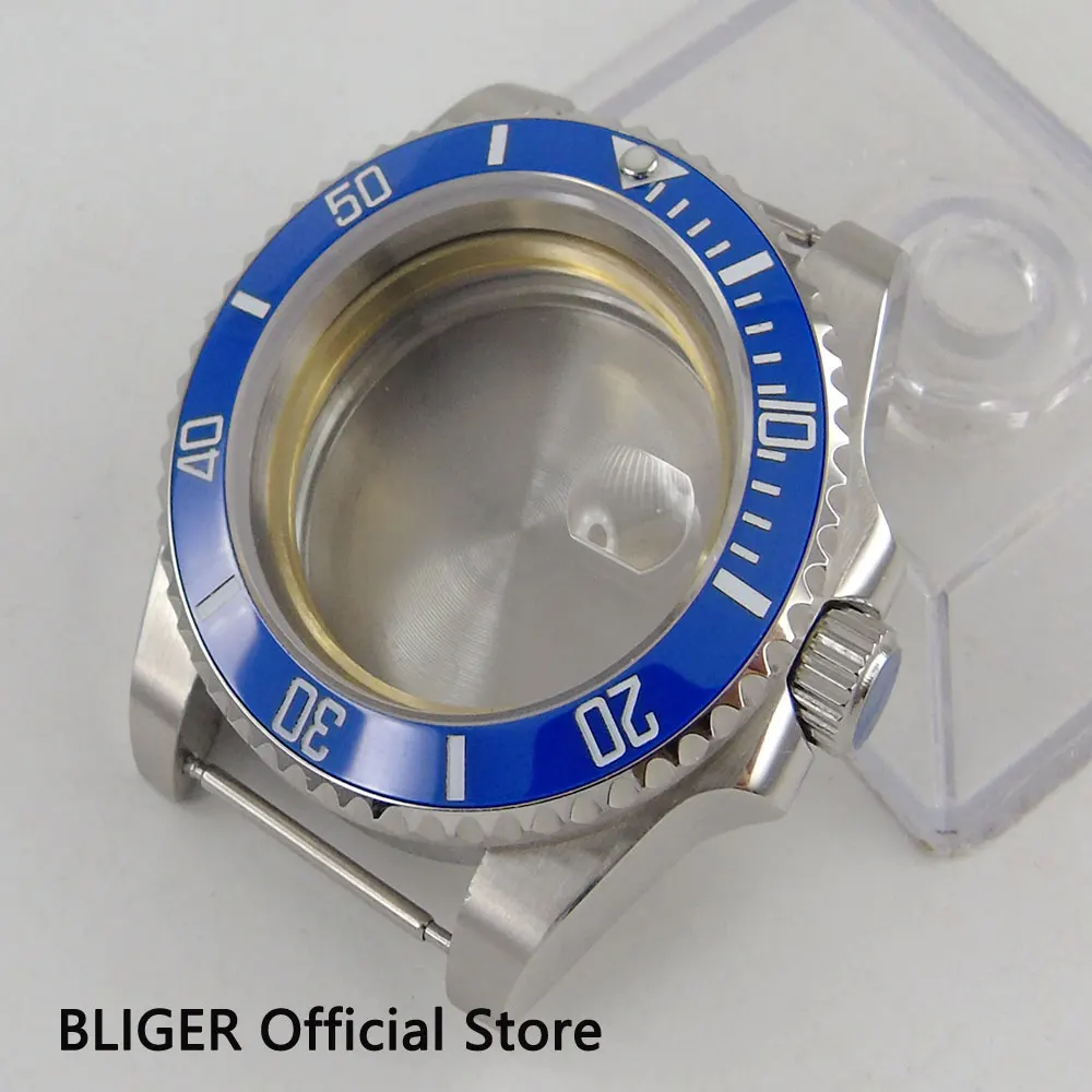 

Solid 40MM Sapphire Crystal Blue Ceramic Bezel Stainless Steel Watch Case Fit For ETA 2836 Automatic Movement C5