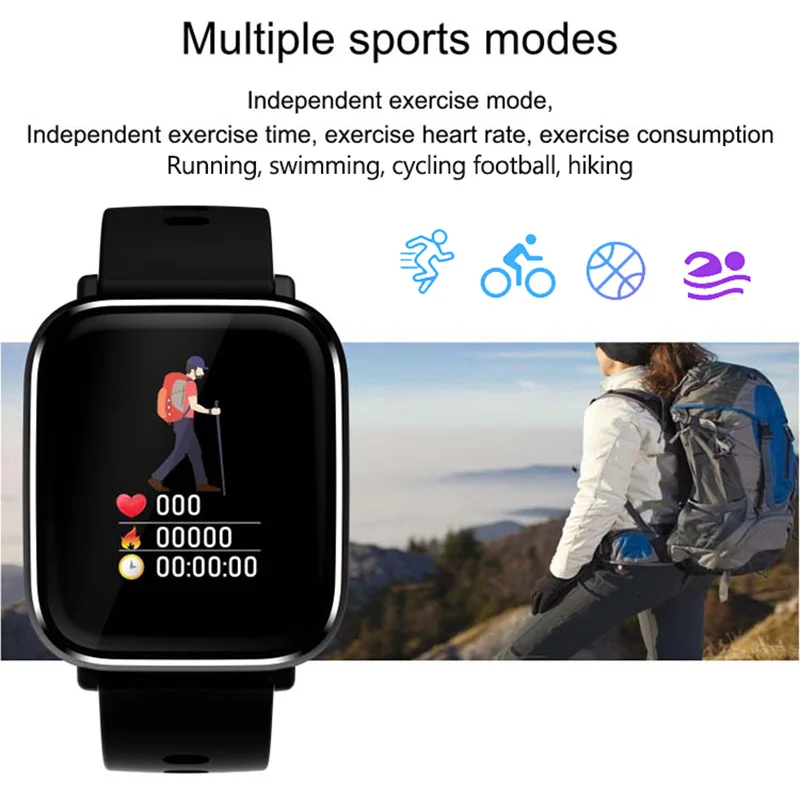 Водонепроницаемые умные часы с сенсорным экраном пульсометром и фитнес