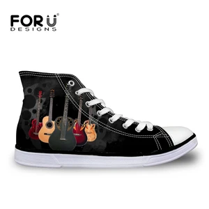 FORUDESIGNS, модная мужская Вулканизированная обувь, классическая 3D гитара, высокие кеды, холщовые туфли, дышащая Студенческая обувь на плоской подошве со шнуровкой для мужчин