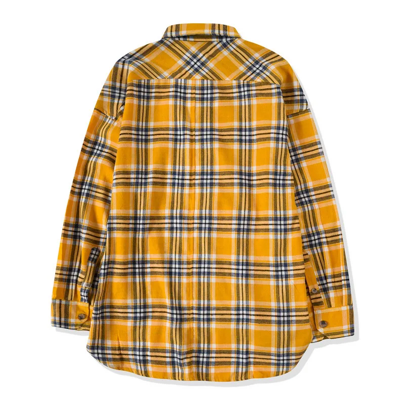 Хип-хоп клетчатая Повседневная желтая рубашка Джастин Бибер шотландская сетка