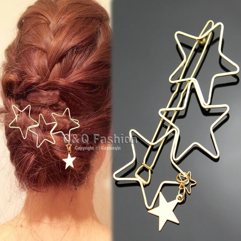 Заколка пряжка для волос с золотистыми звездами|dress model for girl|dress up clothes menjewelry making