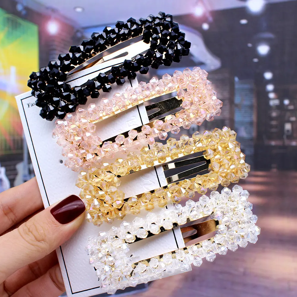 Новые женские аксессуары для волос Кореи в виде капли с кристаллами и бусинками для девочек, банты, заколки-барретты.