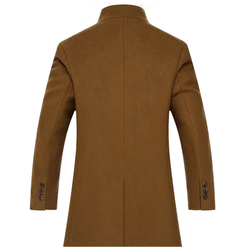 Мужской длинный Хлопковый тренч с воротником повседневное облегающее зимнее