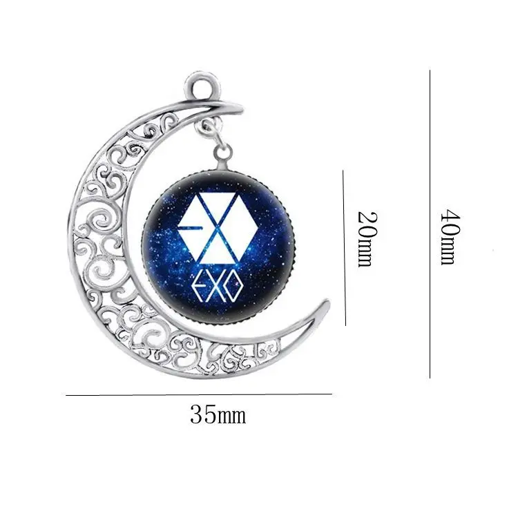 EXO полые резные Луна мульти старинная каменная подвеска ожерелье свитер цепь