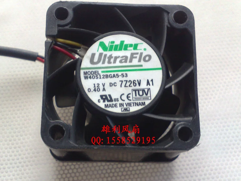 

NIDEC UltraFlo W40S12BGA5-53 DC 12V 0.40A 4028 3-wire cooling fan