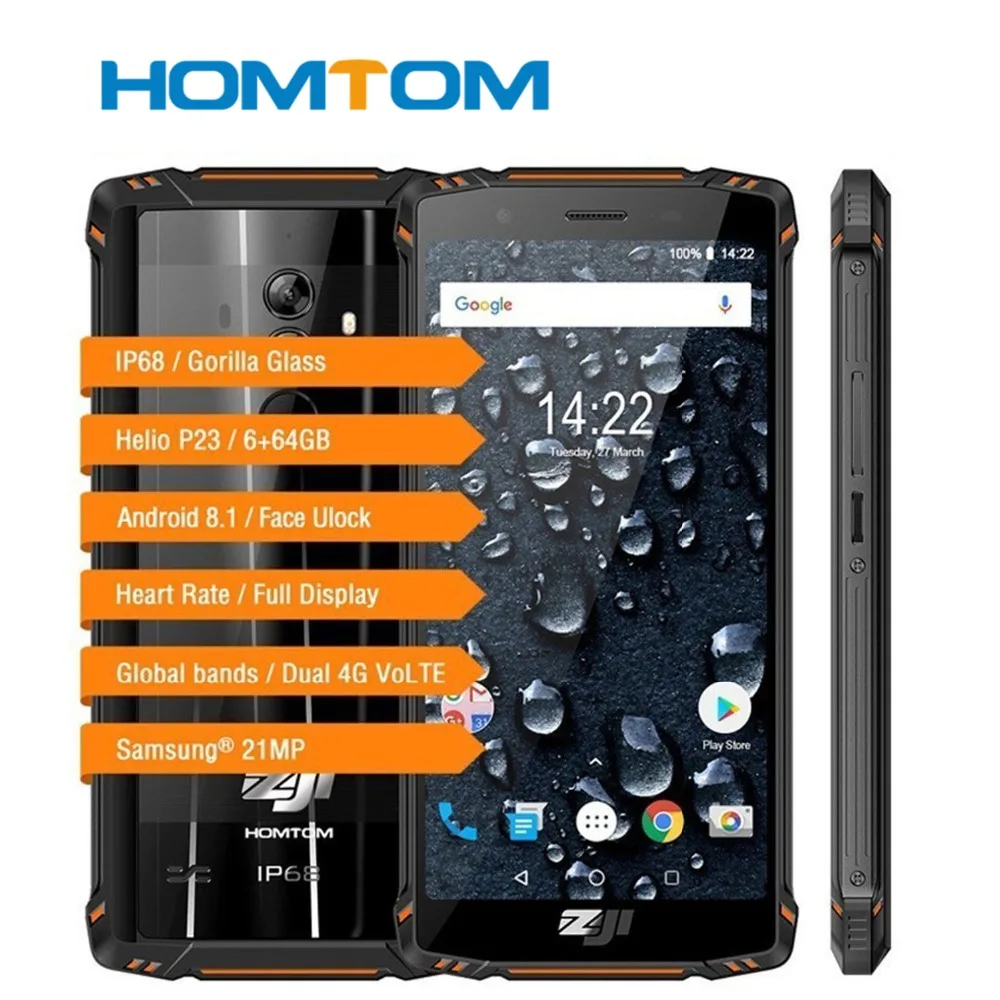 HOMTOM зоджи Z9 Ip68 Водонепроницаемый Helio P23 Android 8 1 восьмиядерный смартфон 5 7 &quot6 ГБ 64