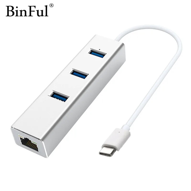 

BinFul USB C HUB Type-C to HUB 1000M RJ45 адаптер с USB-C usb-портом сплиттер для MacBook Pro Huawei Mate 10 USB 3,0 HUB