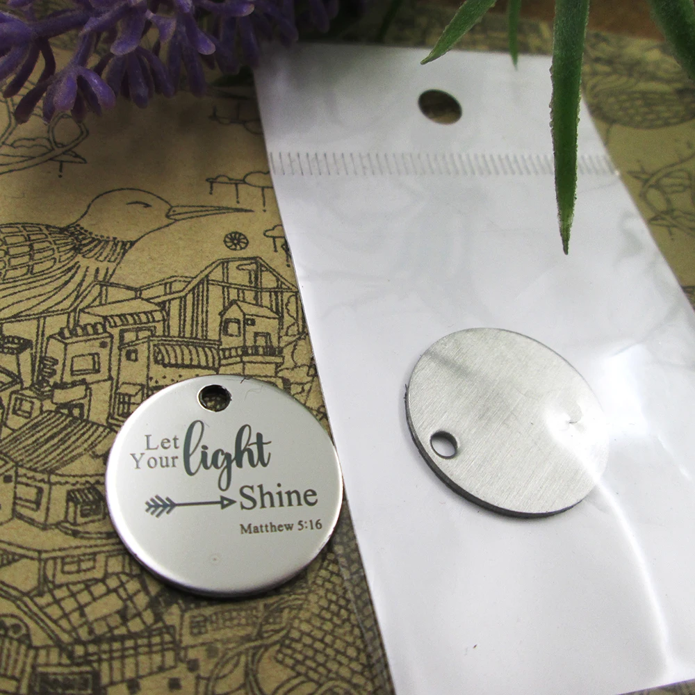 10pcs--&quotLet Your Light Shine Matthew 5:16&quotstainless steel charms more style for choosing DIY Charms from Bible | Украшения и