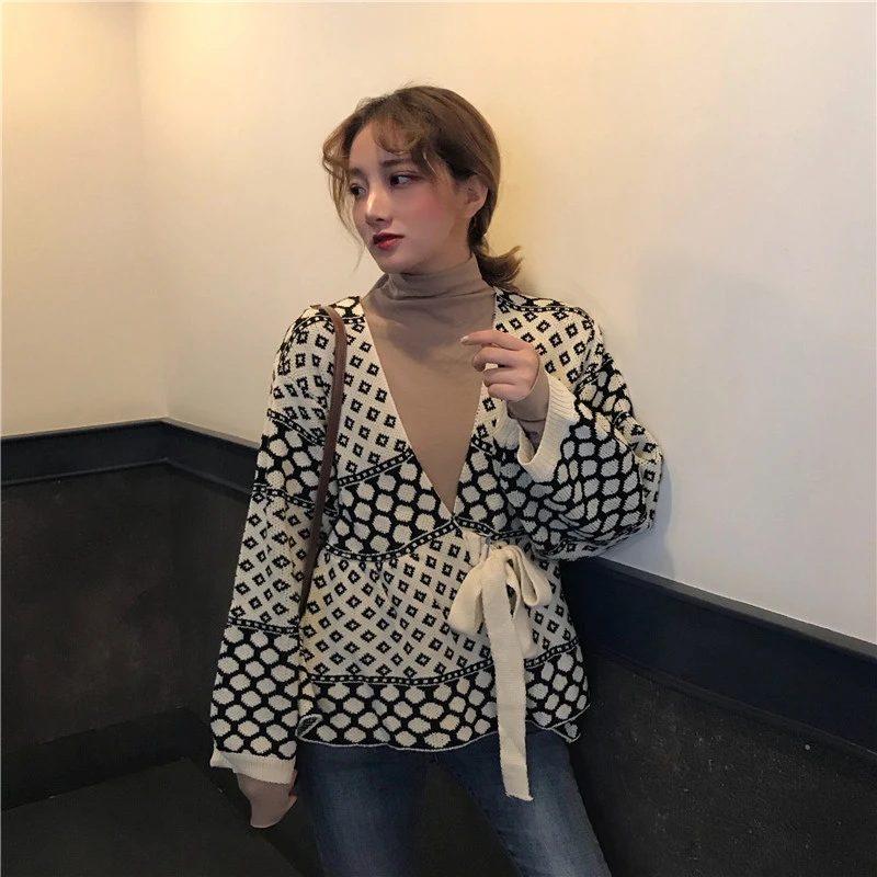 Alien Kitty Fashion Women Autumn Long Sleeve Jacket 2018 Ladies Elegant Open Stitch Loose Geometric Sashes Sweater Coat Casacos | Женская