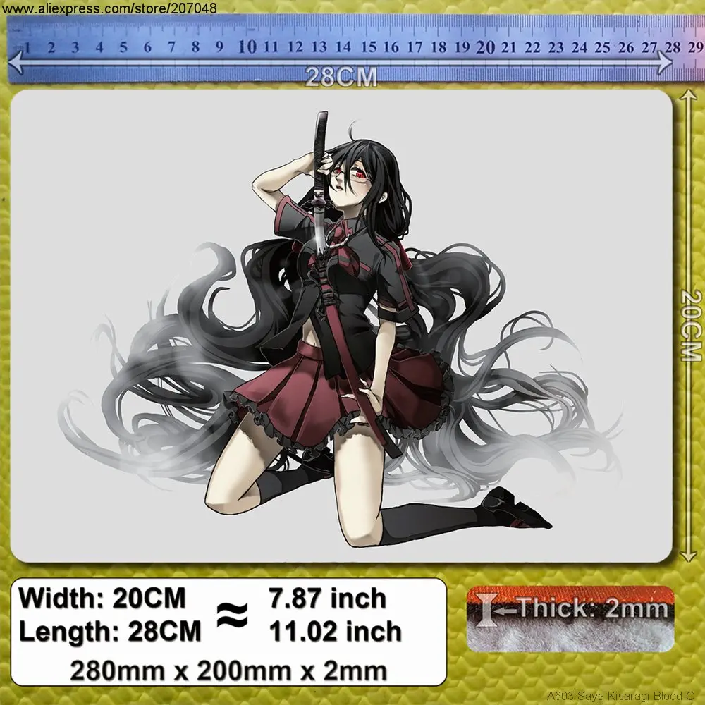 Декоративный коврик для мыши в стиле аниме A603 Saya Kisaragi Blood C 28x20x0 2 см|pad tv|pad snowpadded blouse
