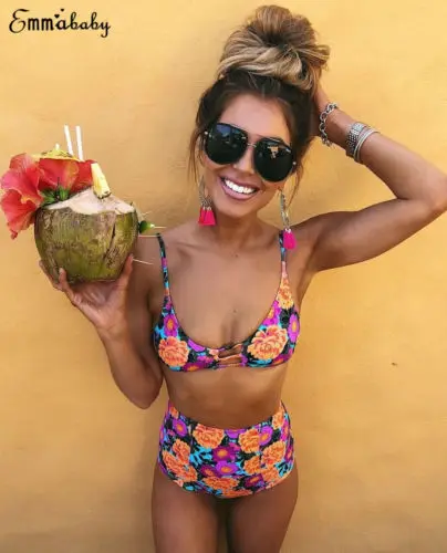 

High Waist Bikini Set Floral Swimwear Women Summer Bathing Suit Push Up Padded Bra Swimming Suit Sexy Beach Swimsuit Women