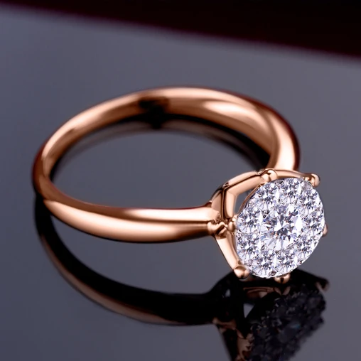 0.6CT с эффектом SI/H, обручальные кольца с бриллиантами, 18 К, кольцо из розового золота, хорошее ювелирное изделие, обручальное круглое кольцо