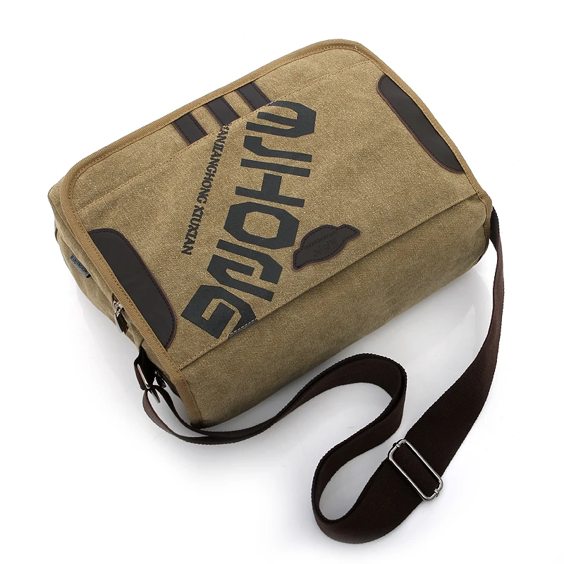 

MANJIANGHONG Male Package Canvas Casual Men's Shoulder Bag Student Bags Letter Printing Men Messenger Bags Men Cross-body Bags