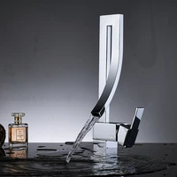 chrome brass basin faucet fashion style single handle waterfall basin mixer tap hot cold bathroom faucets sink waterfall faucet