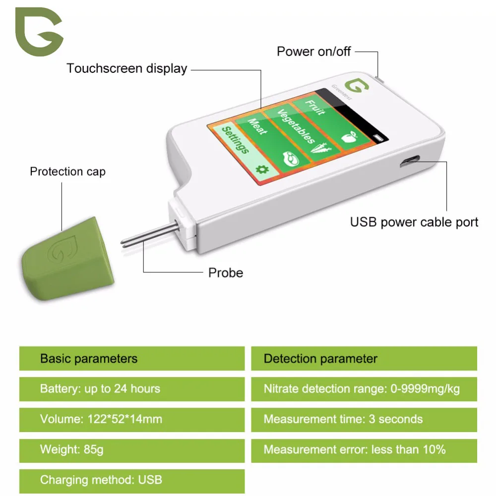 Greentest 2 Цифровой Еда нитратный тестер измерители концентрации фрукты овощи мясо анализаторы забота о здоровье окружающей среды детектор