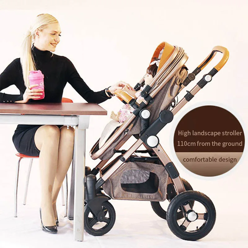 3 в 1 детская коляска прогулочная складной для новорожденных отделанная