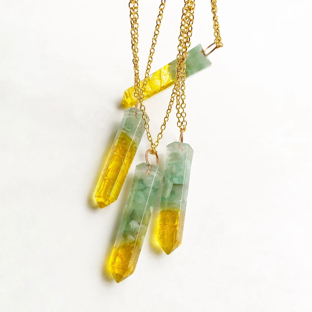 Подвеска Bhuann желтая Кварцевая зеленая Aventurine колье кулон из смолы подвеска камня