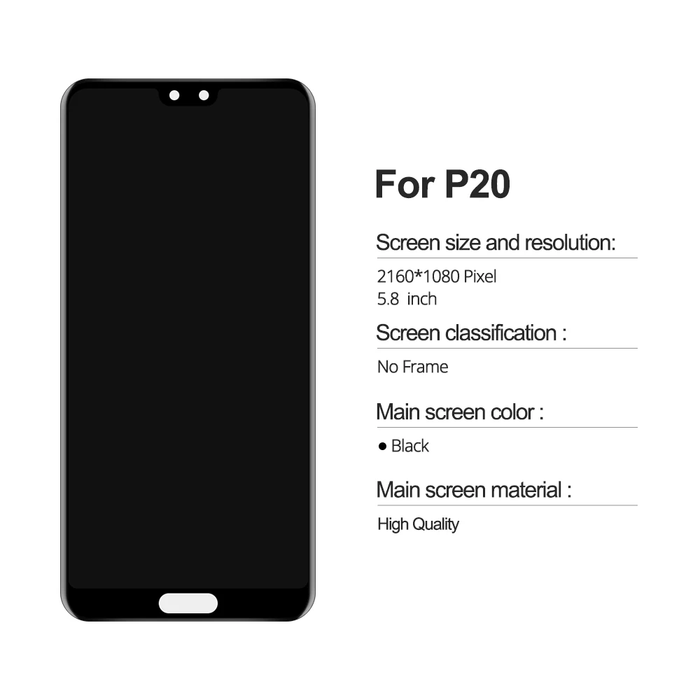 ЖК-дисплей 5 8 дюйма для Huawei P20 черный сенсорный экран с дигитайзером в сборе EML L29 L22