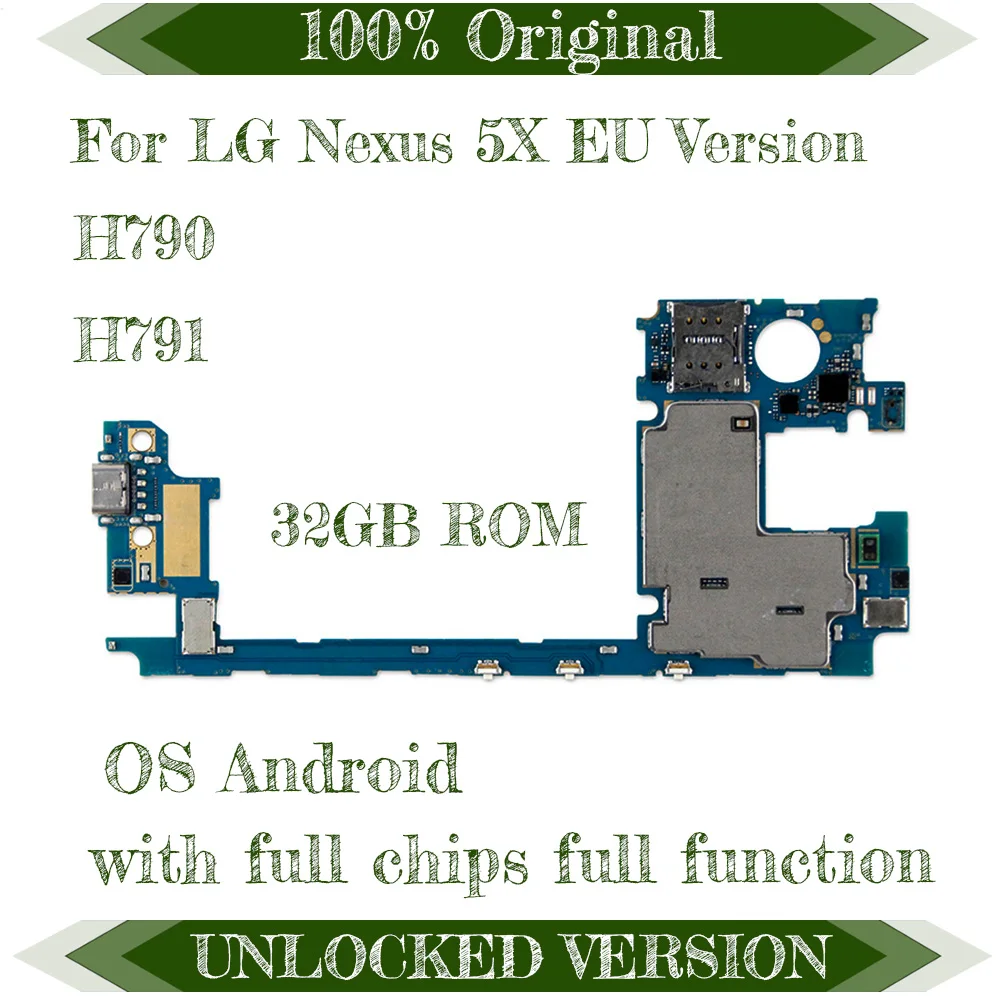 Разблокированная оригинальная материнская плата для LG Nexus 5X H790 H791 4G поддержка материнская плата для Android OS логическая плата с полным чипом